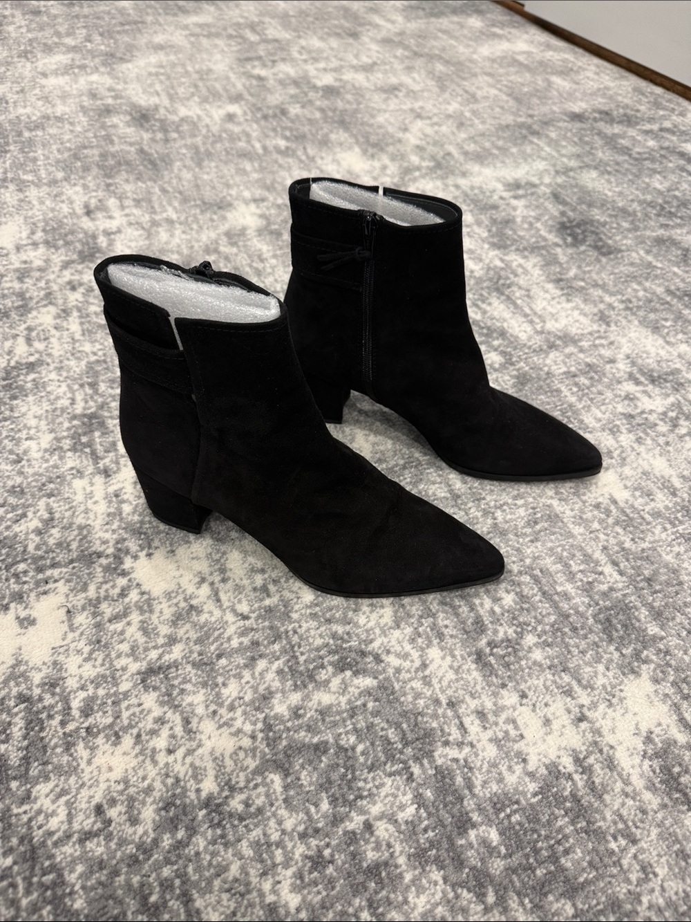 Stuart Weitzman Black Suede Pointed Ankle Booties